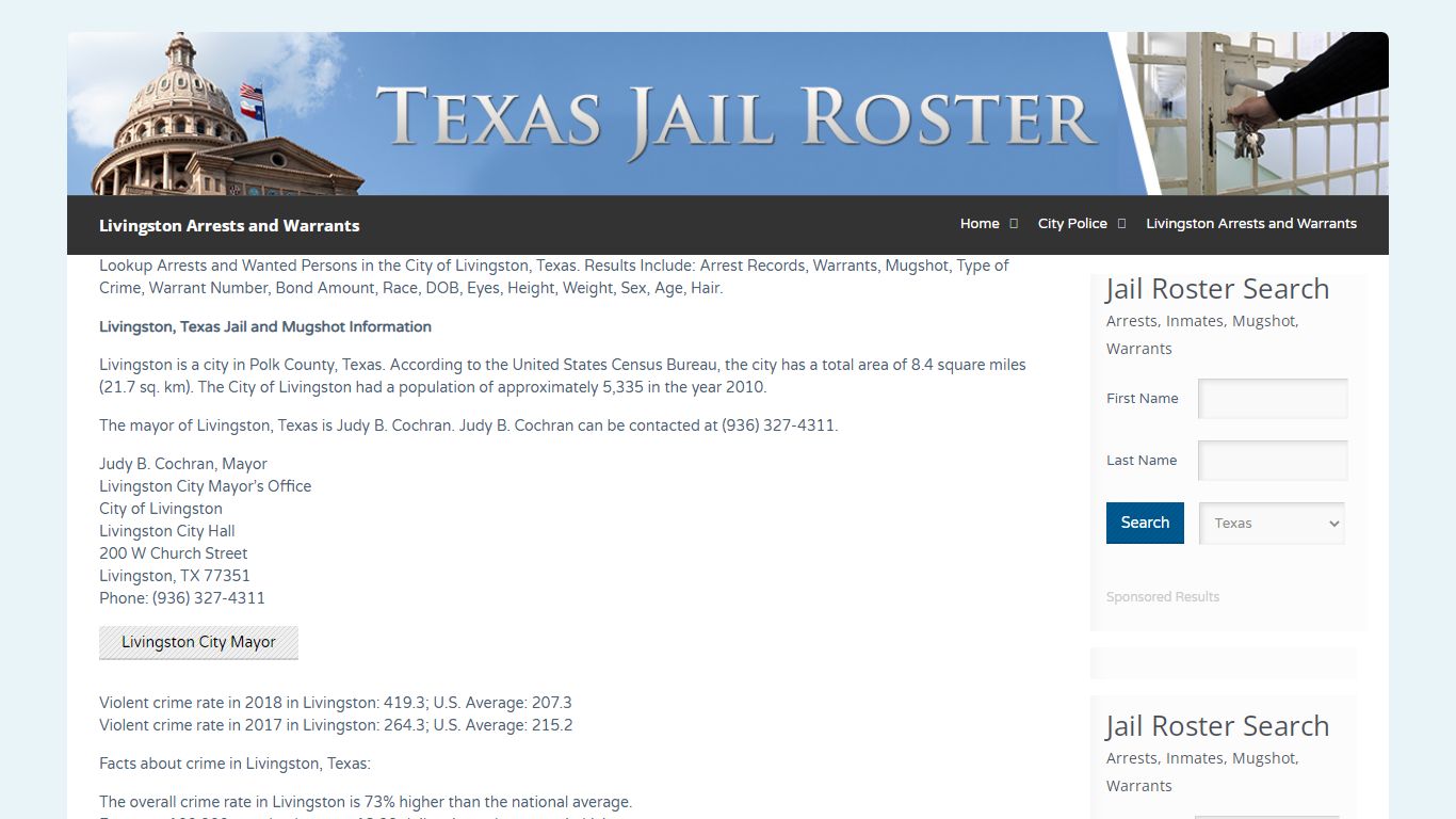 Livingston Arrests and Warrants | Jail Roster Search